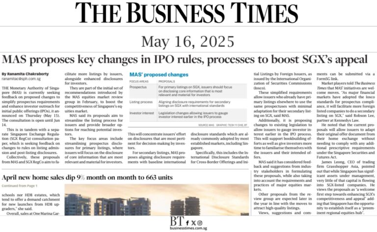 MAS and SGX RegCo Propose Shift Towards Disclosure-Based Regime